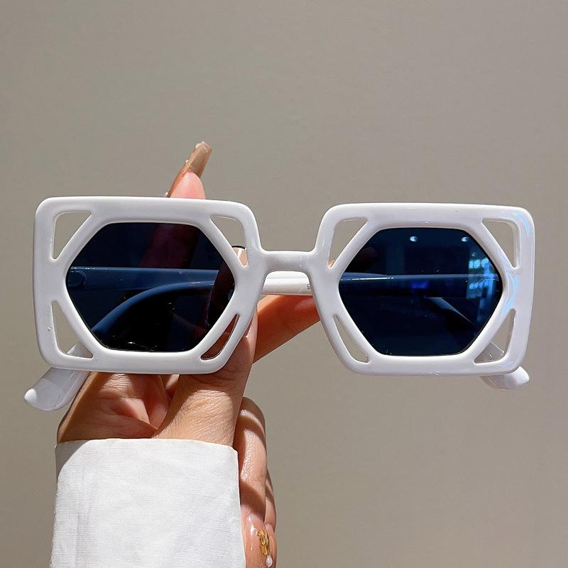 

Luxury Brand Designer Hollow Square Sunglasses Women For Men Vintage Fashion Sun Glasses Cute Trending Punk Double Color Shades
