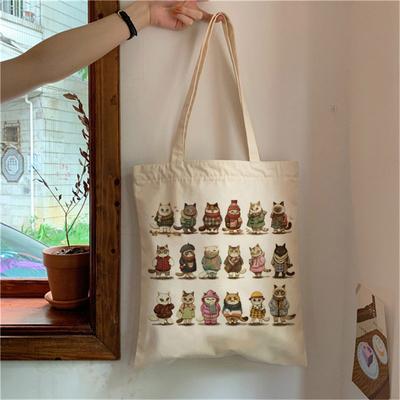 Damen Mode Trend Einkaufstaschen Gedruckt Kawaii Taschen Harajuku Shopping Canvas Einkaufstaschen Mädchen Handtaschen Handtaschen Schulter L