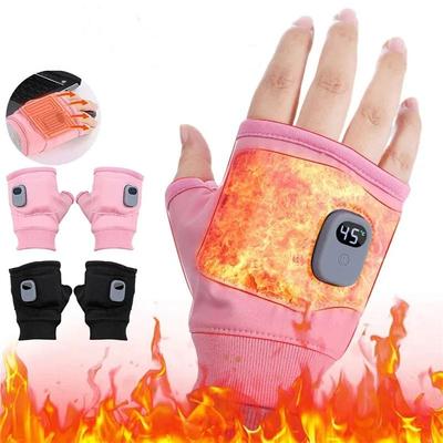 Rechargeable Smart Heated Gloves 2000mAh Long Standby Battery Windproof Half Finger Mittens Hands-free Winter Warm Type-C Three Level Adjustment
