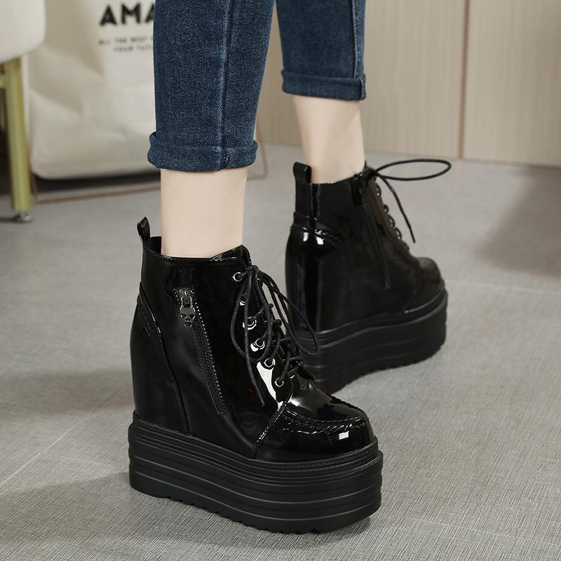 Fashion 14CM Super High Heel Short Boots Wedges Waterproof Platform Boots Fashion Within Increased Womens Boots