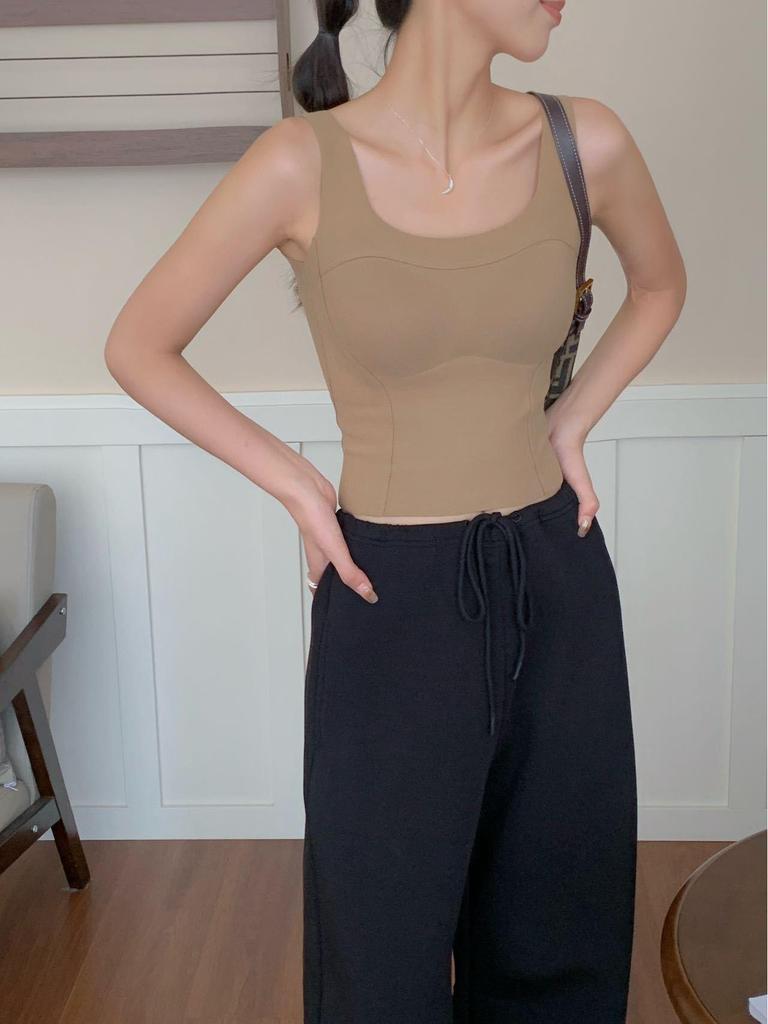 Kašmírově hedvábná bezešvá dámská zeštíhlující vesta s pevnými košíčky