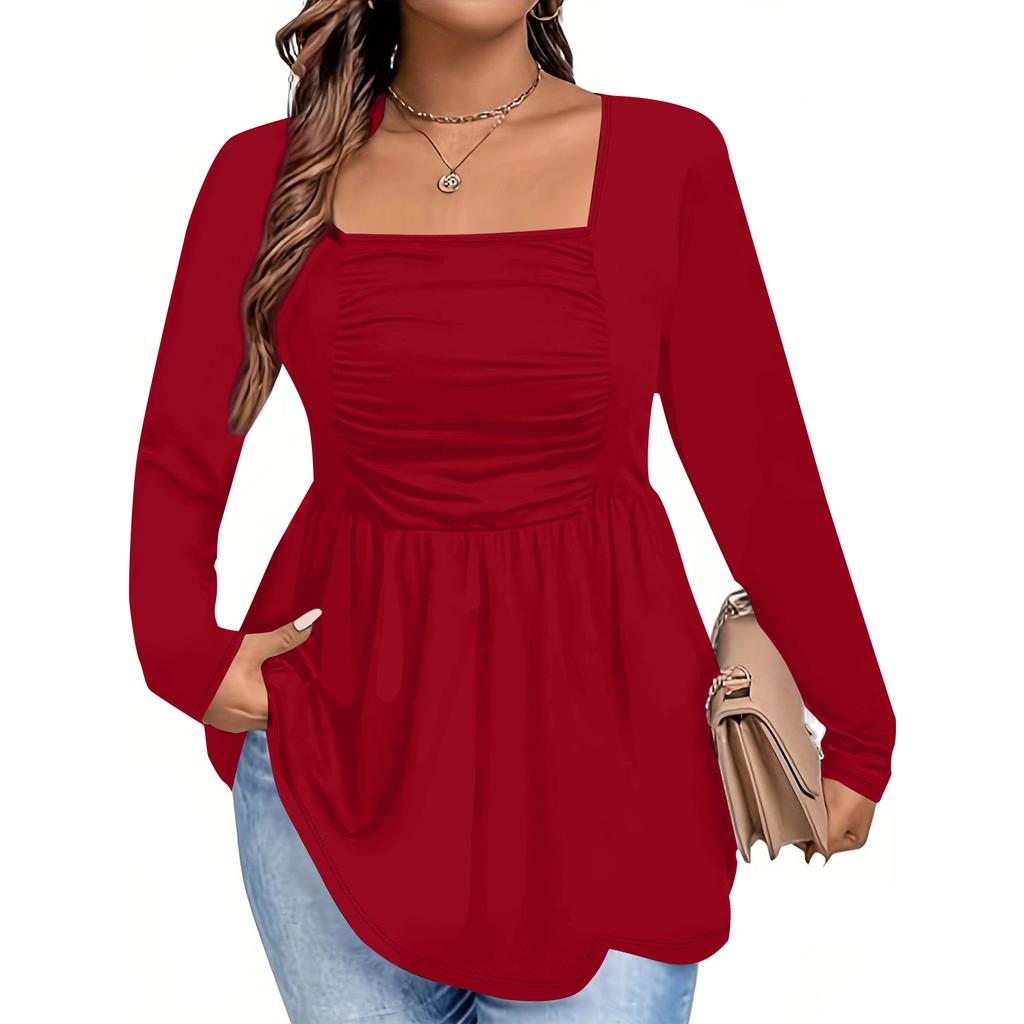 Women's Fashion Casual Solid Color Oversized  Long Sleeve Loose Fit Top