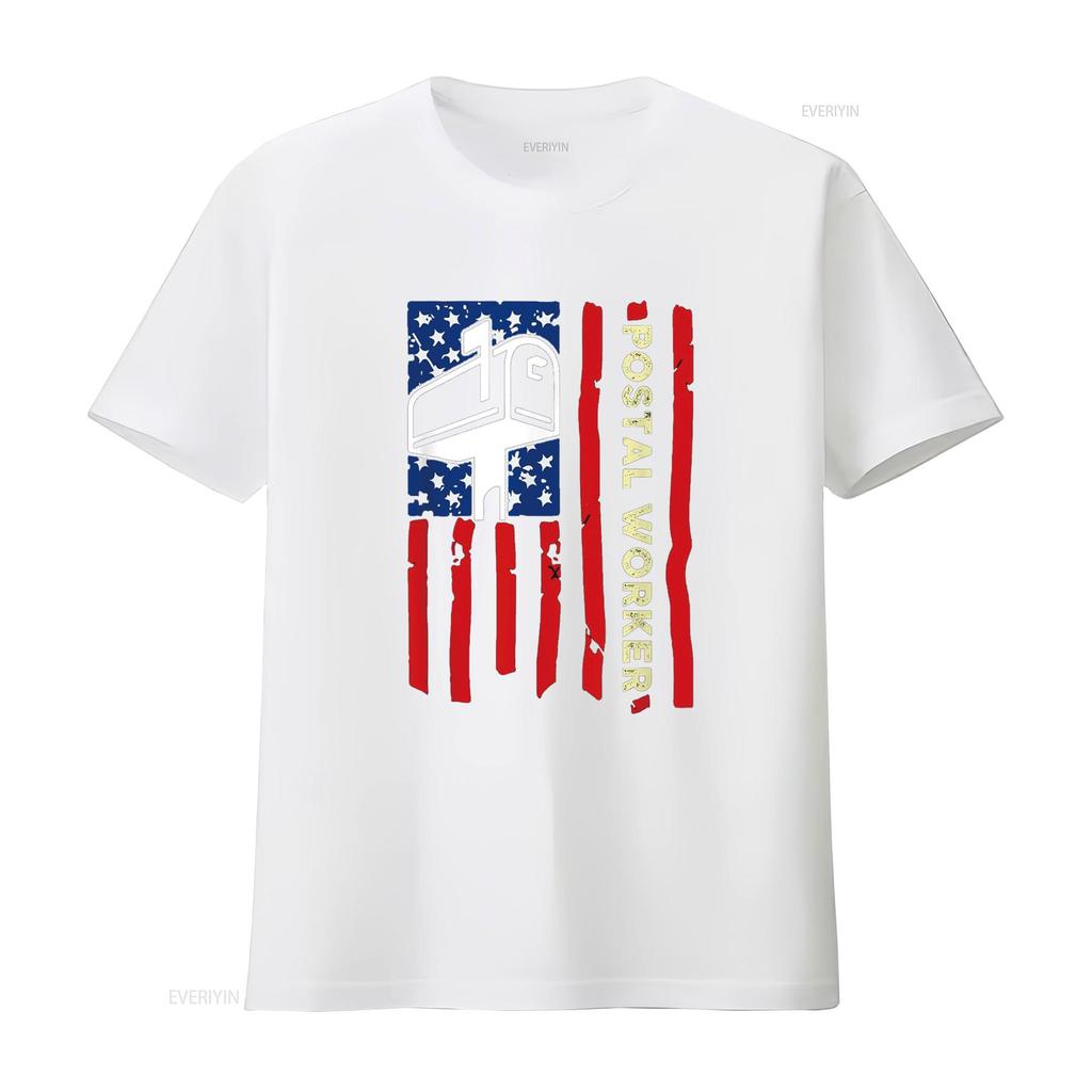 Postal Worker Patriotic US Post Mail Carrier T Shirt vintage Washed fashion Casual Stretched homme Versatile Soft
