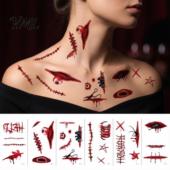 Realistische Narben-Wund-Aufkleber 30 Stück Halloween Tattoo Aufkleber, Fake für Make-up Zubehör Gesicht Körper, Wasserdicht Party Make-up, Einfach Anbringen Entfernen