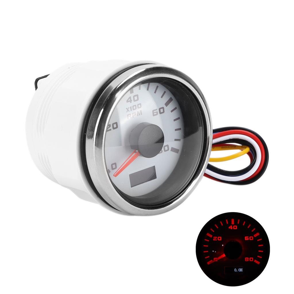 52mm Marine Pointer Tachometer Gauge Red Backlight Universal for Motorcycle Car Truck Boat Gasoline Engine 9‑32V