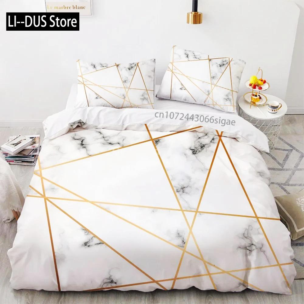 Wit Goud Marmer Patroon Beddengoed Modern 3d Dekbedovertrek Sets Twin Queen King Eenpersoons Maat Mode Luxe Kamerdecoratie Vrouwencadeaus