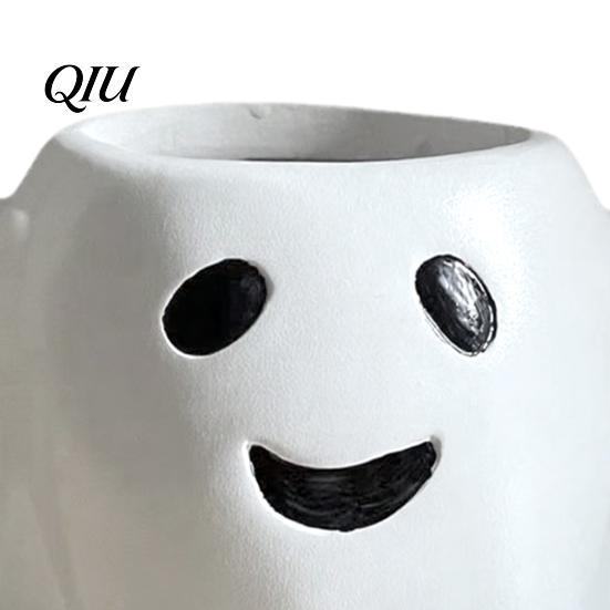 Halloween Themed Plant Container Ghost Flowerpot, Waterproof Resin Vase, Spooky Cute Indoor Outdoor Pot Desktop Ornament, for Green Plants Holiday
