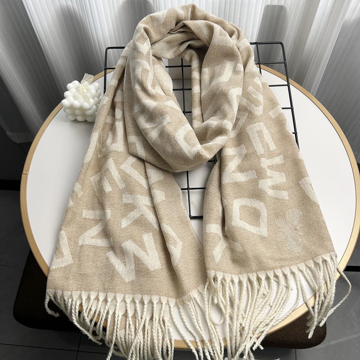 

Long Tassel Imitation Cashmere Winter Scarf Women s High End Shawl New Letter Warm Long Scarf 200 * 67cm