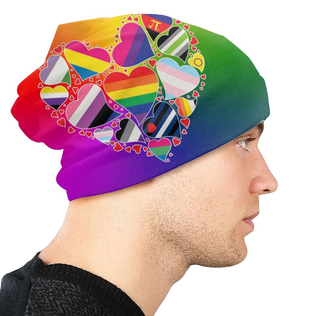 LGBT Pride Heart Slouchy Beanie Pălării Femei Unisex Curcubeu Model Printing Cool Tricotat Skullies Beanies Căciuli pentru schi în aer liber