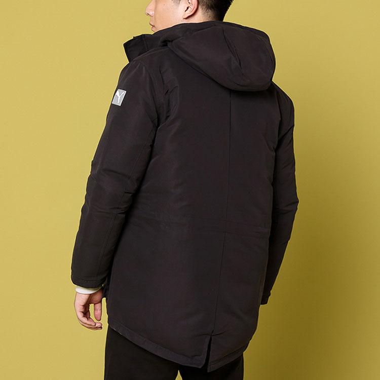 Puma Solid Color Logo Zip-Up Hooded Cotton Jacket Unisex Jackets Black 535054-01