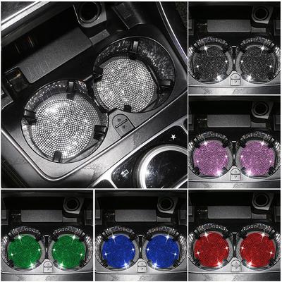 2PCS Diamant Auto Coaster Wasser Tasse Slot Nicht-Slip Matte Silica Gel Pad Tasse Halter Matte Auto Gadget bling Auto Zubehör für