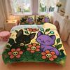 3pcs Purple Cat & Black Bat Cute Cartoon Quilt Cover Set (1 Quilt Cover + 2 Pillowcases Without Pillow Core), High-Definition Printing for Home a