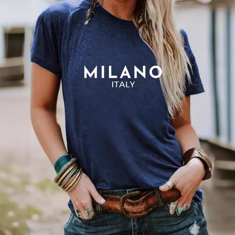 Summer Women's Letter Pattern Pure Cotton Round Neck Short Sleeved Casual Fashion T-Shirts Women’s