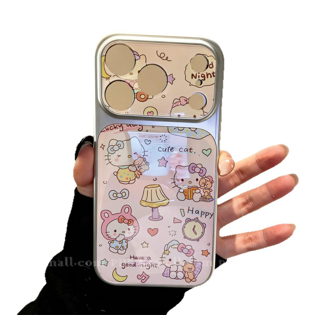 Cartoon Hello Kitty Apple 17 mobile phone case iPhone16promax blue light acrylic second change 17 sets of large windows