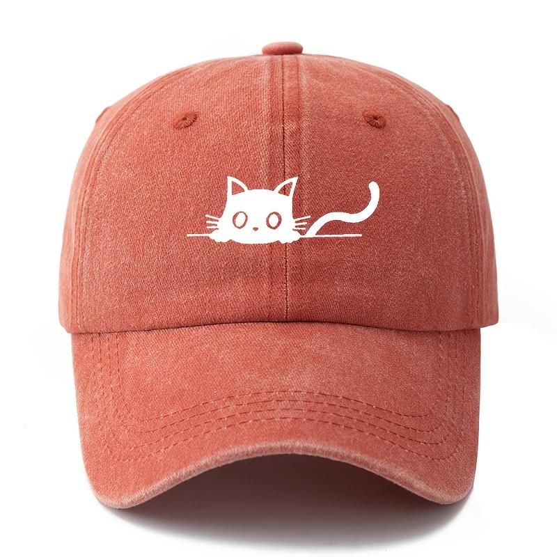 Printed cat baseball cap cartoon curved brim adjustable size unisex duckbill cap outdoor cycling fishing hat