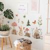 Cartoon Bunny Stump Forest Bedroom Living Room Home Wall Background Beautification Decoration Wall Stickers