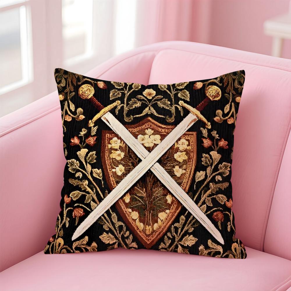 Vintage Medieval Unicorn Art Cushion Cover Pillowcase Short Plush Invisible Zipper Room Sofa Cushion Cover