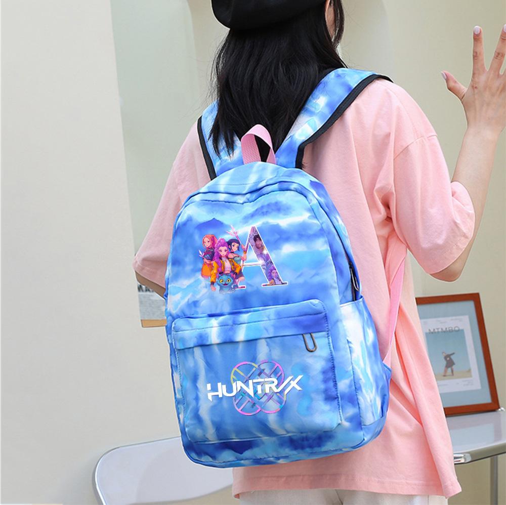 3Pcs/set Cartoon 26 English Letter Printed Backpack with Lunch Bag Pengcil Case for Teenager Girl Boy Bookbag Large Capacity Travel Bag Kid Gift
