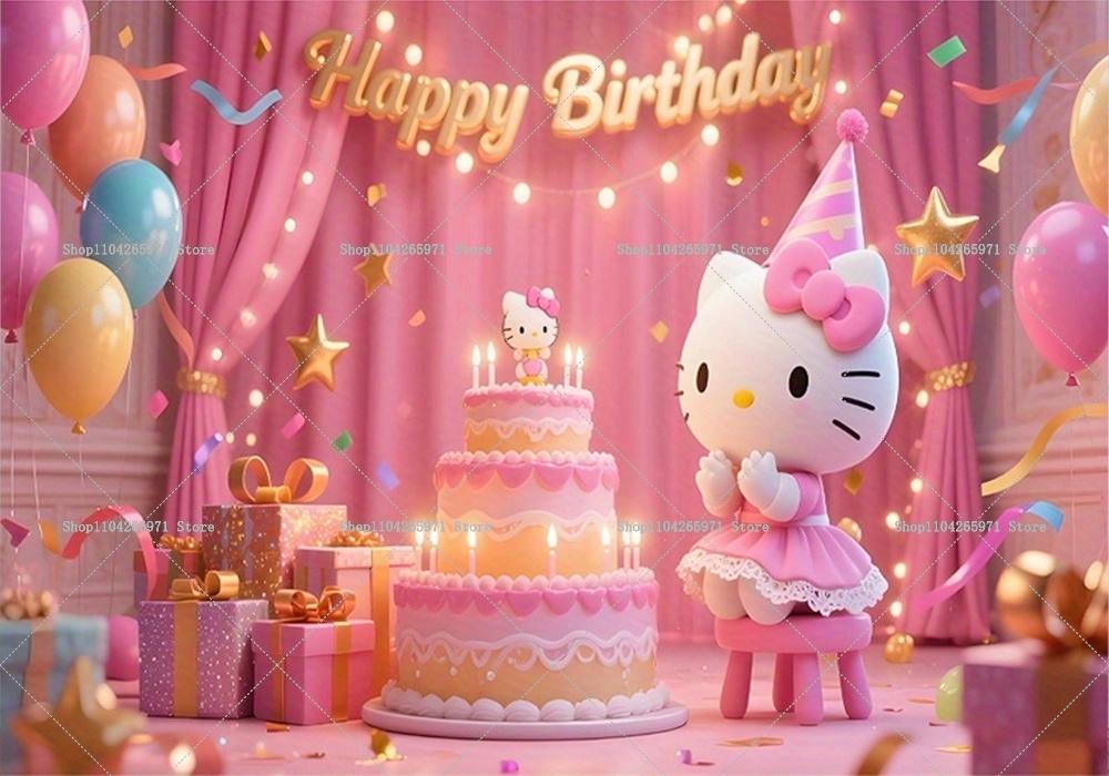 Sanrio Hello Kitty Background Banner Melody Children's Birthday Party Decorations Photo Baby Baptism Photo Booth Props