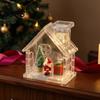 Lighted Christmas Table Centerpiece Clear Acrylic House Ornament, DIY Fillable with Light, Handmade Craft Project Rechargeable for Festive Party