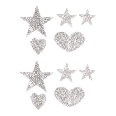 10pcs Star Shape Rhinestone Appliques Self Adhesive DIY Heart Iron On Patches Sew On Patches for