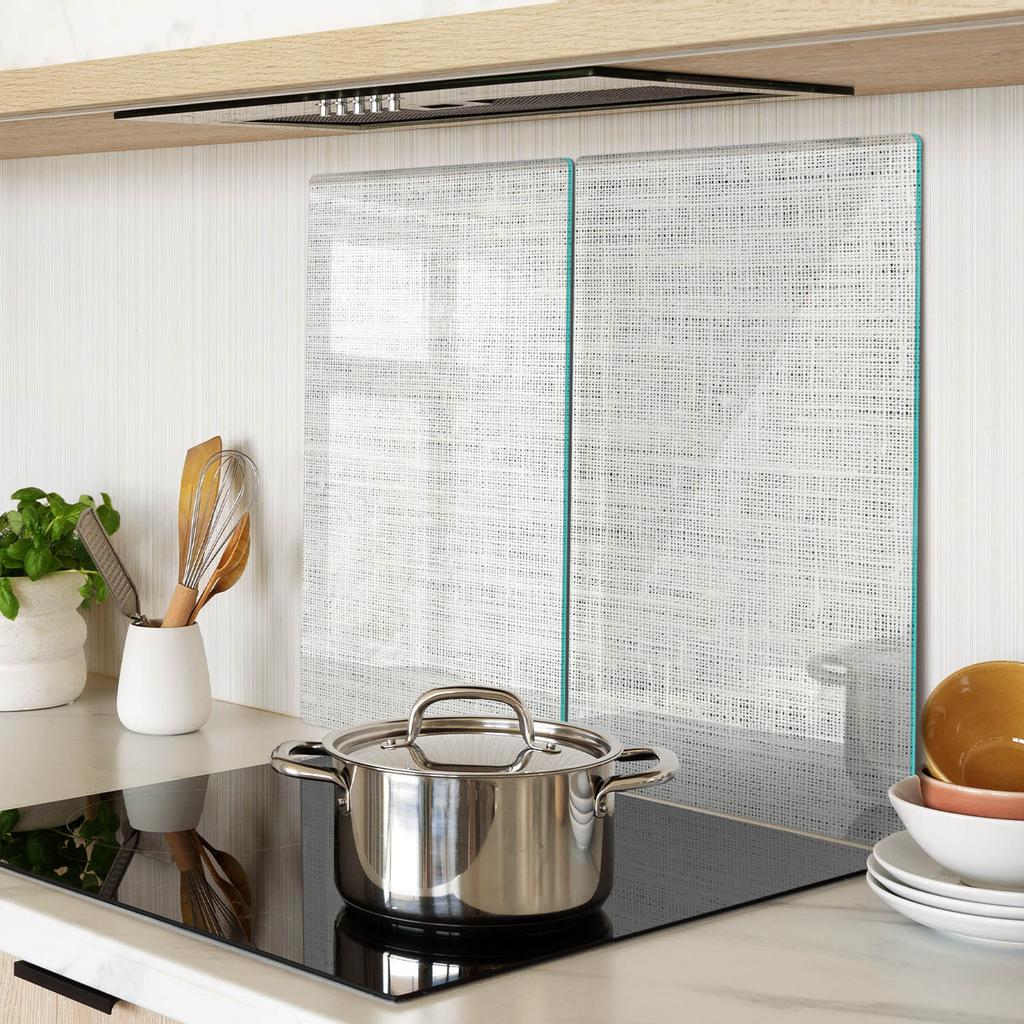 Kitchen Multifunctional Decorative Glass Boards White Canvas 2x30x52 Cm