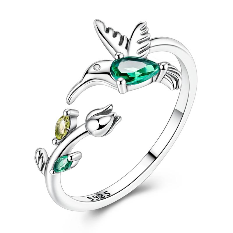 Original Copper Tulip Hummingbird Open Rings For Women Girls Jewelry Birthday Anniversary Gifts