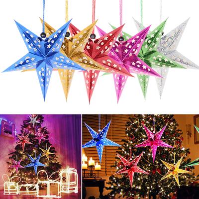 12 Inch Christmas Decoration Xmas Paper Star Holiday Star Hanging Ceiling Stars Pendant 3D Christmas Tree Lampshade 3D Paper Star Hanging Decoration