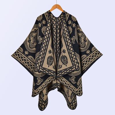 Street New Ladies Scarf Shawl Autumn and Winter Thickened Imitation Cashmere Jacquard Split Warm Cape