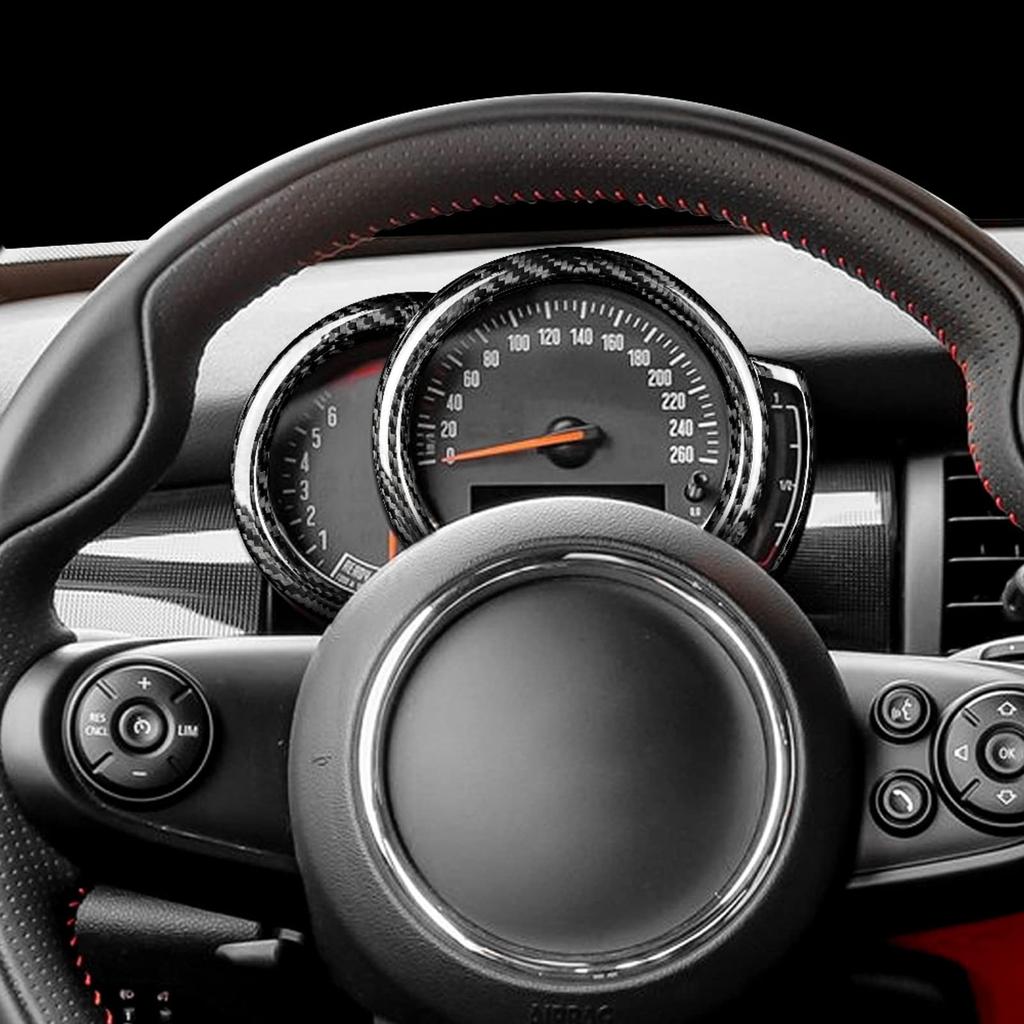 AIRSPEED Mini F54 F55 F56 F57 F60 Real Hard Carbon Fiber Dashboard Cover Decorative Frame Speedometer Sticker MINI Interior Panel Accessories (Black)