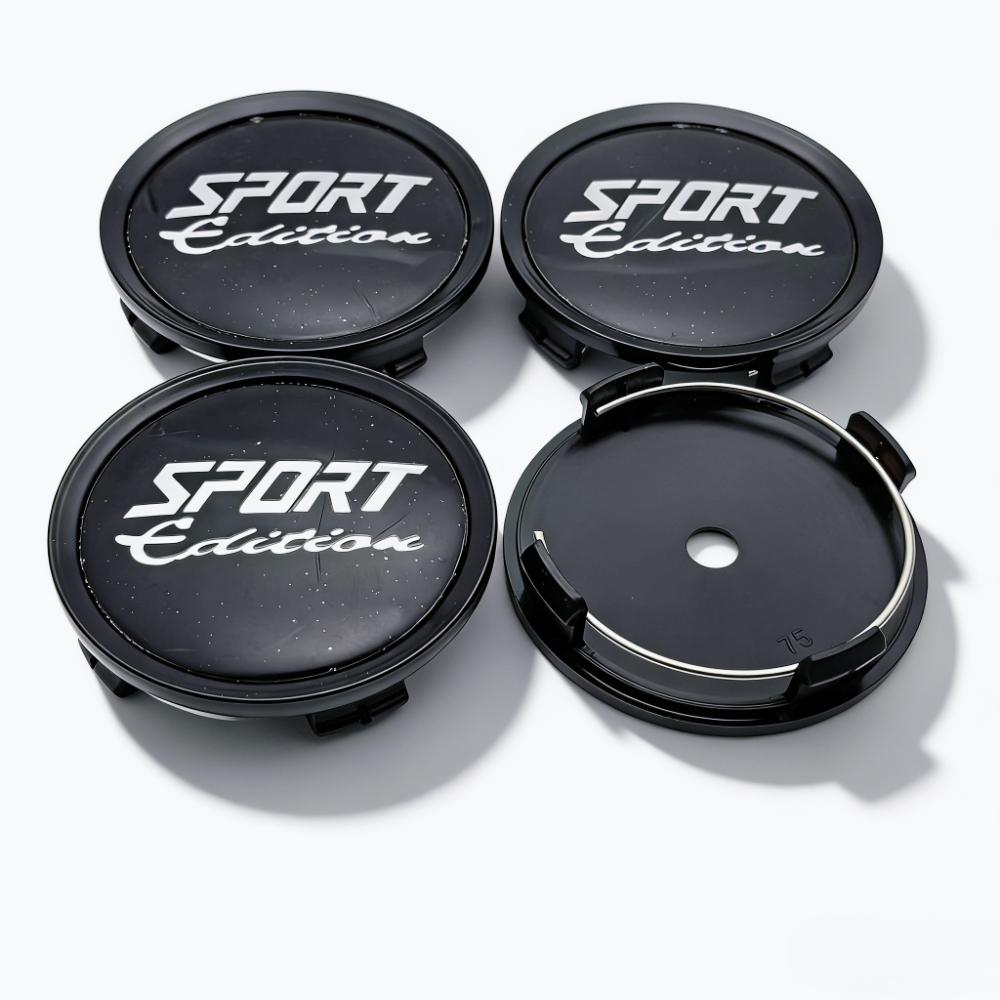 

4pcs Black Silver Sport Edition Logo Badge Emblem Car Wheel Center Caps 75MM 70MM Wheels Hub Cap Rim Hubcaps Cover Accessories Sport Edition Badge&4pcs 75 Wheel Caps