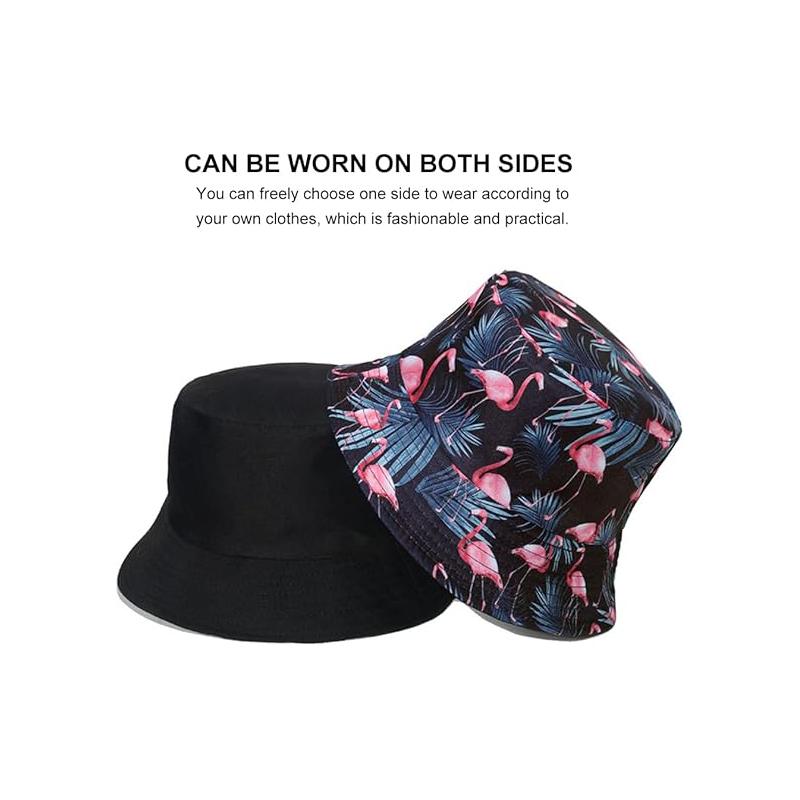 Unisex Bucket Hat Beach Sun Aesthetic Fishing Hat Summer Travel Beach Fisherman Cap Reversible Double-Side-Wear for Men Women