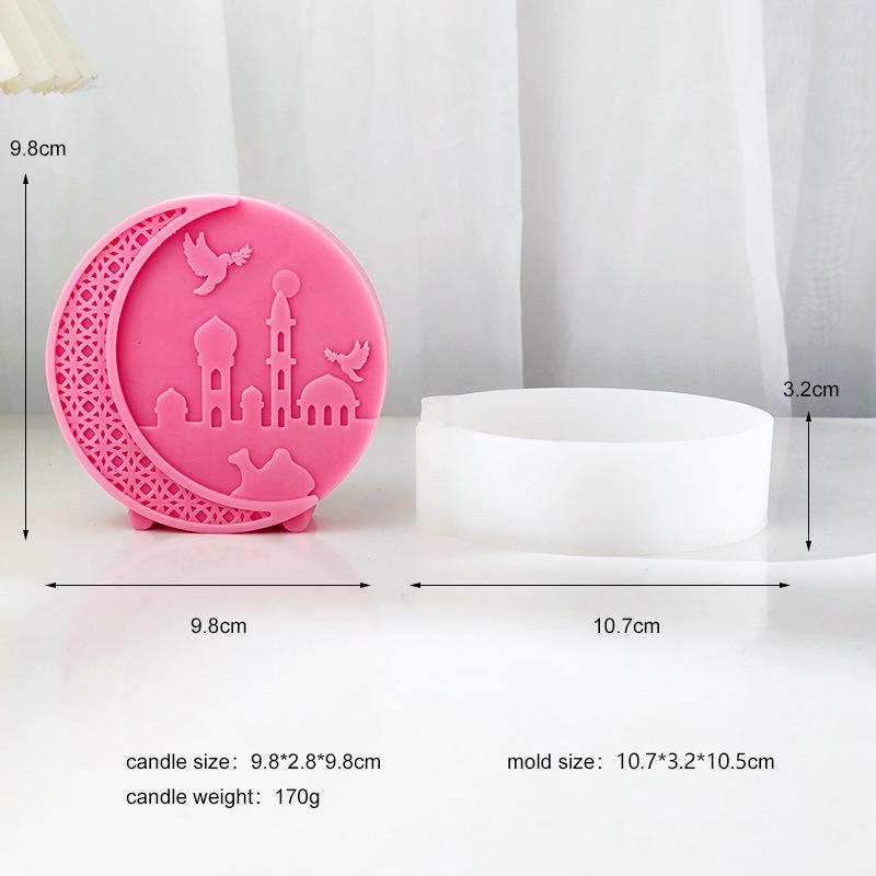 DIY Mosque Style Round Moon Aromatherapy Candle Mold for Eid al Fitr Luna Candle Soap Making Tool Home Decoration Ornament