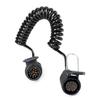 13 Pin Coiled Trailer Cable 300 CM with Strong PVC Electric Cable and Waterproof Connector Socket for Trailers
