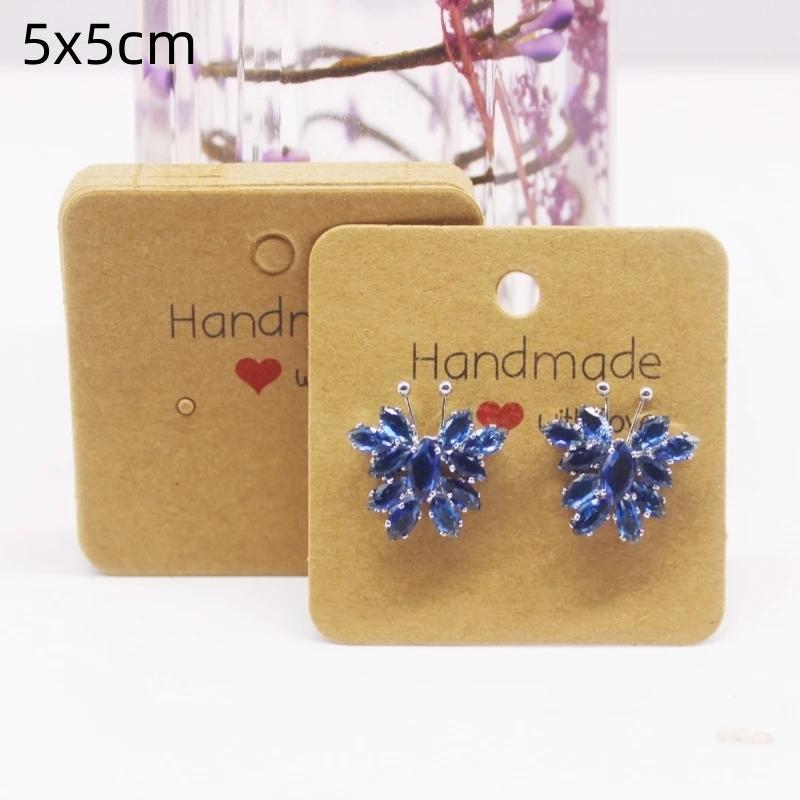 50pcs White/kraft Paper HANDMADE Series Multi Size Cards, Earrings, Necklaces, Jewelry Cards