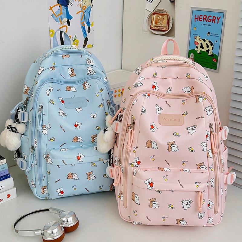 Schoolbag Fresh and Sweet Cartoon Print Backpack Female Anti-splash Nylon Computer Backpack Ins Niche Backpack Female