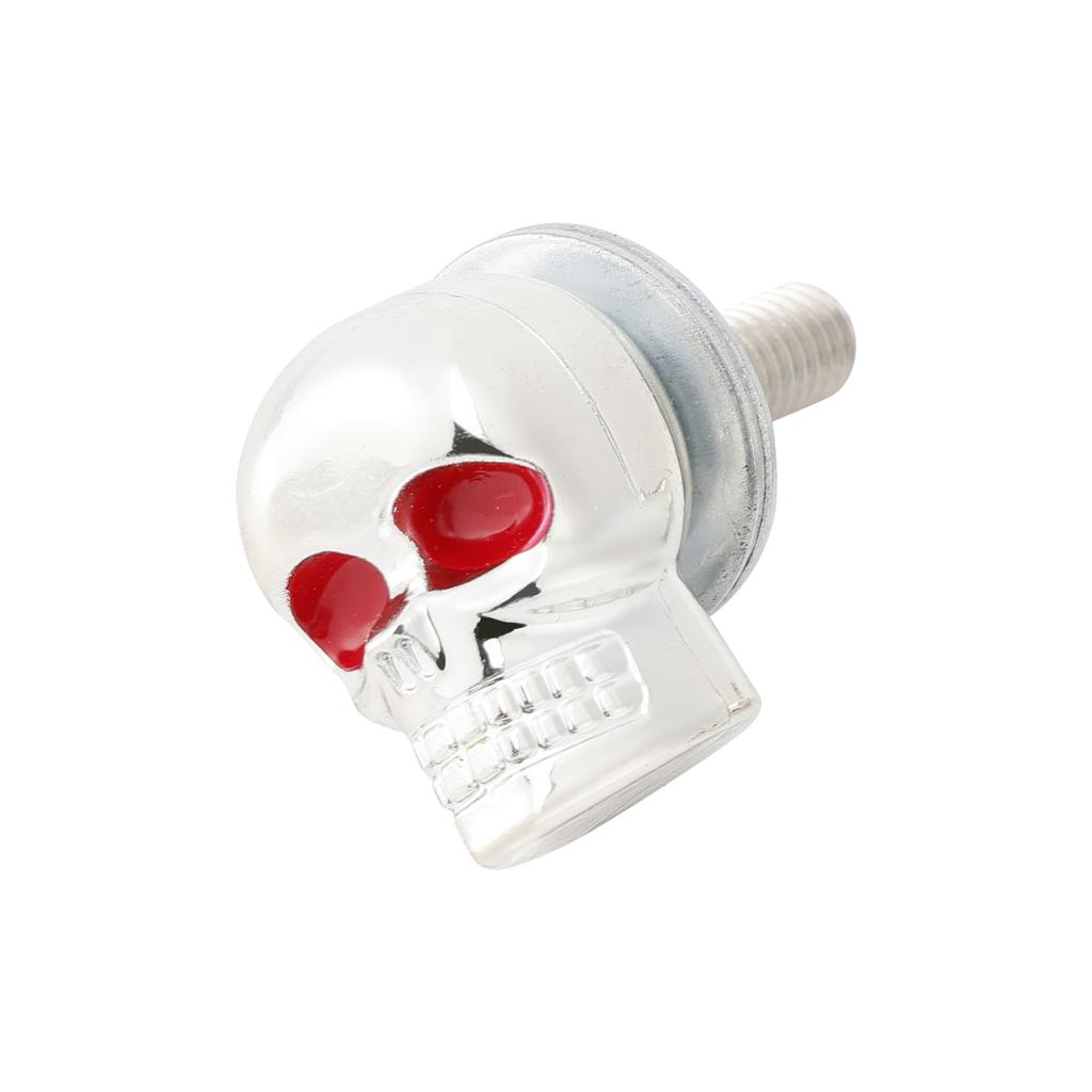 2 Custom SKULL License Plate Bolt Screw Silver Plastic Motorcycle Chopper Bobber