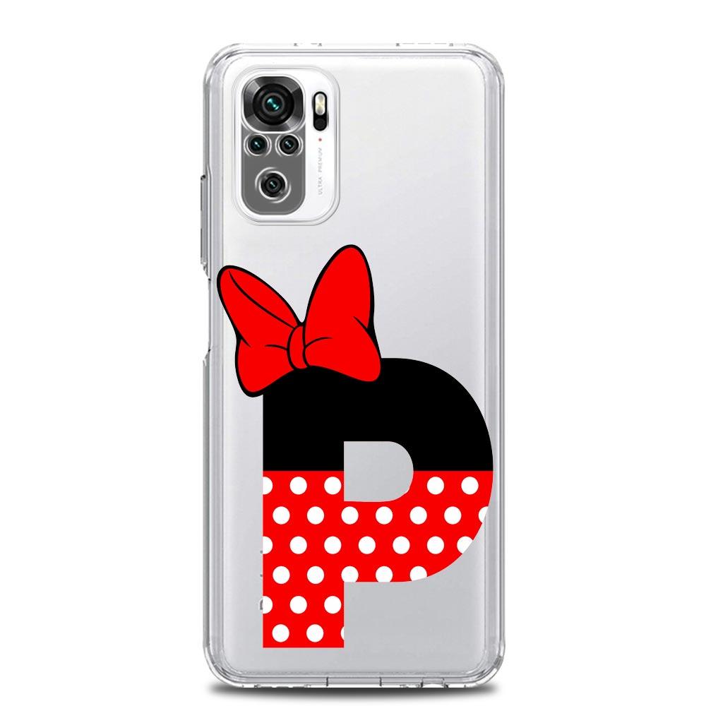 Pink Alphabet Letter Cute New Square Clear Phone Case For Xiaomi Redmi Note 12 11 9S 9 8 10 Pro+ 7 8T 9C 9A 8A K40 Gaming Cover