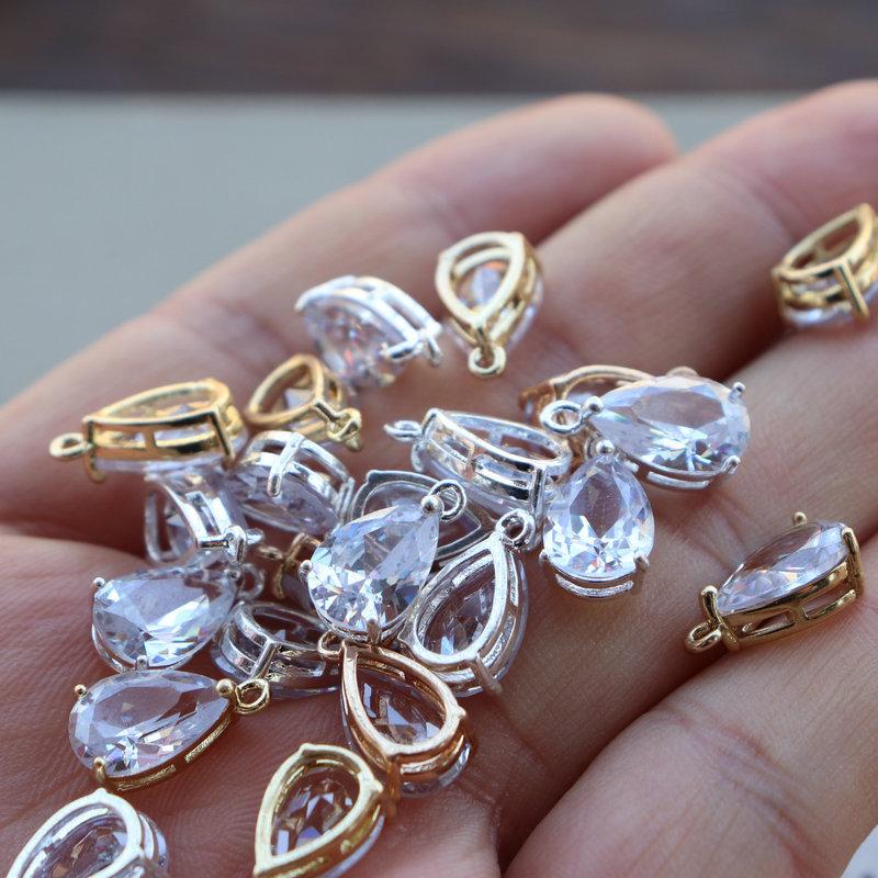 1PC Copper Zircon Water Drop Crystal Zircon Pendant for DIY Jewelry Accessories