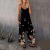 Women's Loose Sleeveless Jumpsuits Adjustable Spaghetti Strap Stretchy Long Pant Romper Jumpsuit With Pockets