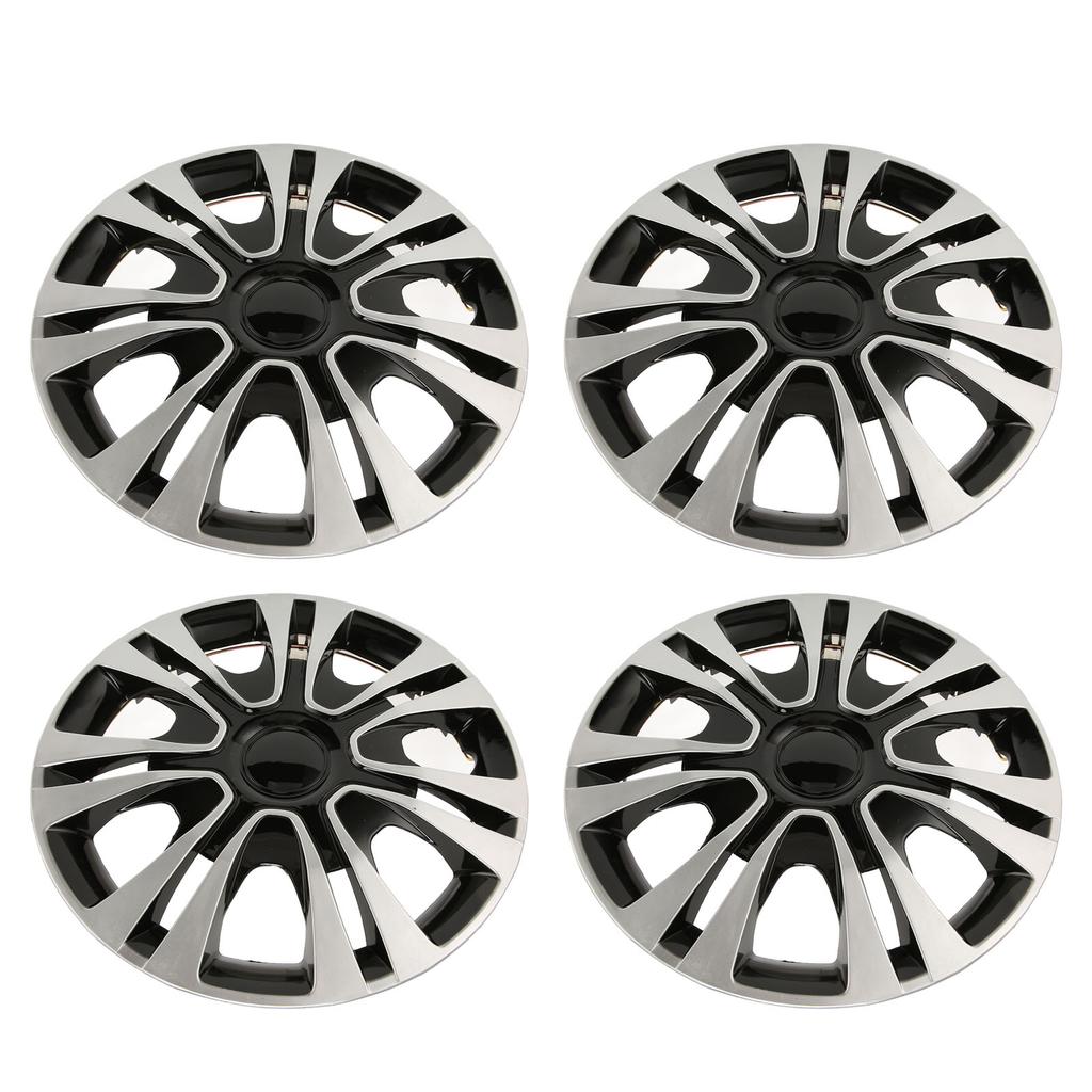 4Pcs Hub Cap Black Silver Easy Installation Protective Wheel Hub Cap Cover for Cars Trucks Vans 13 Inches Steel Wheel
