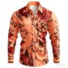 2026 New Men's Shirt with Black Background and Red Rose Print, Slim Fit and No Iron Business Casual Shirt, Versatile Top