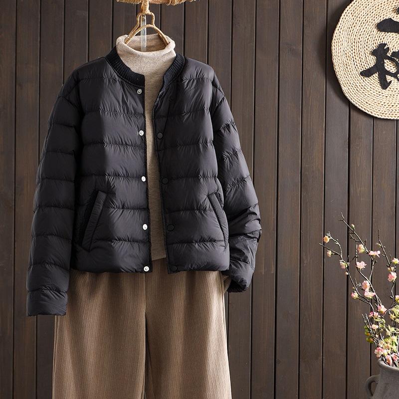 Small stand-up collar light down jacket women's autumn and winter new white duck down fashionable foreign style warm short coat