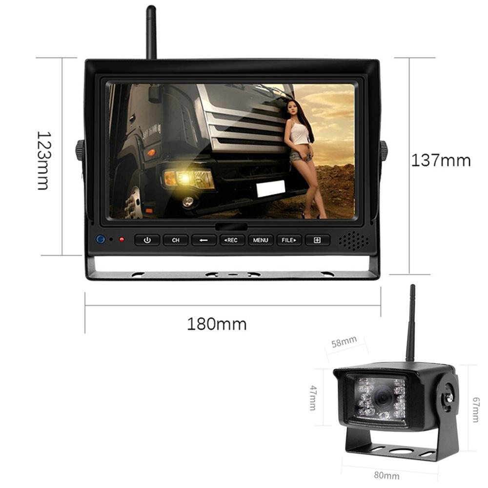 Truck DVR Wireless Dash Camera 7" Monitor Rear View System For Parking Rearview