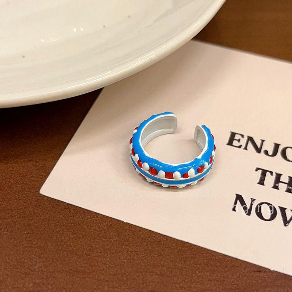 Dopamine Opening Finger Ring Adjustable Heart Ring Fashionable Glaze Ring  Party Favors