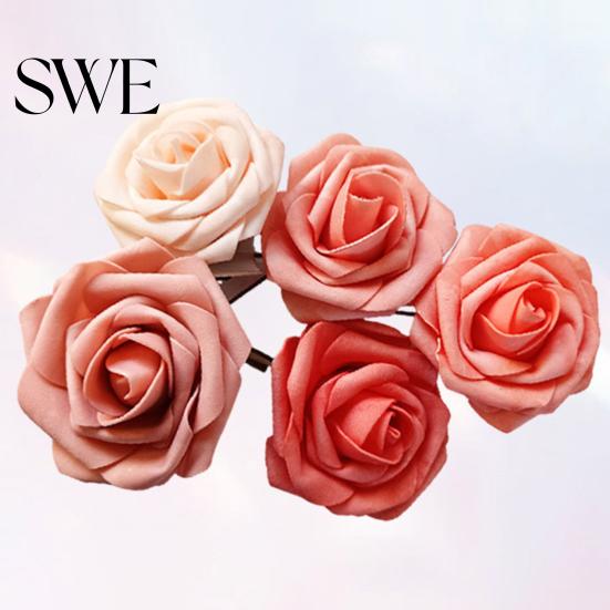 Home Decoration Artificial Roses 1 Box Flowers PE Foam Realistic Dahlia Rose Valentines Day Gift DIY Bridal Bouquets Fake Flower with Flexible