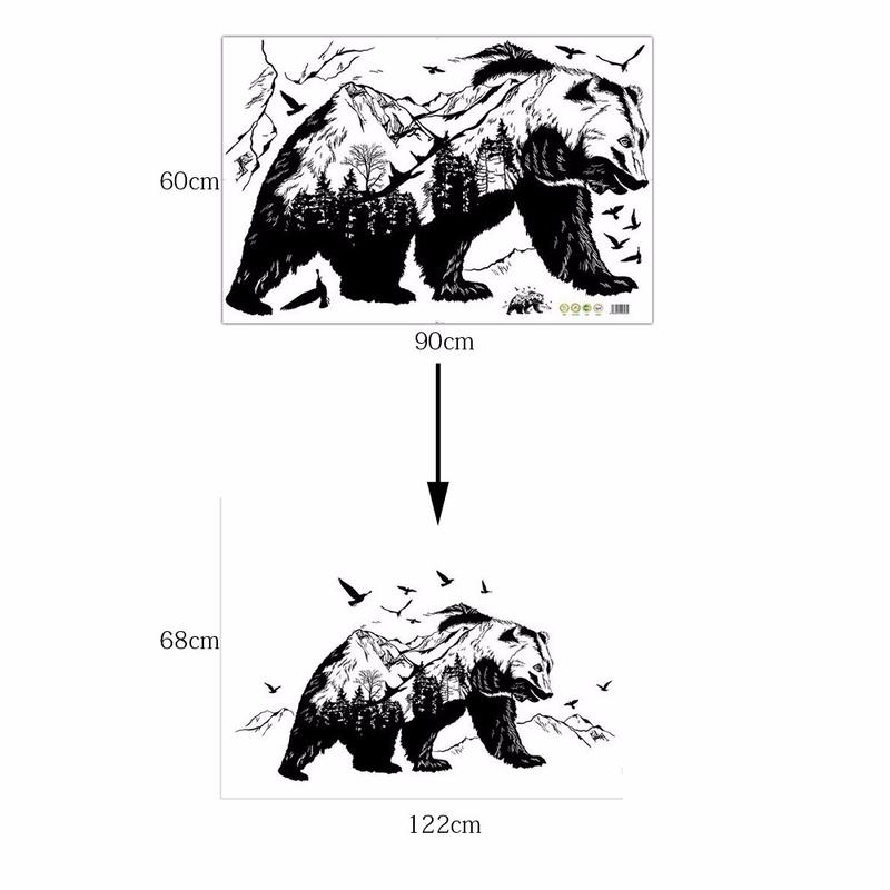 Diy Home Decor Black Bears Fish Tattoo Mural Mountain Wall Sticker New Design Vinyl Wall Art Decals Room Decor