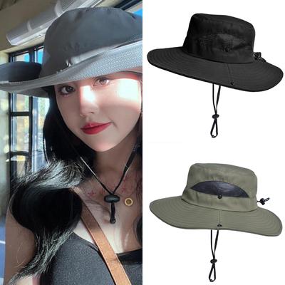 Outdoor Sport Hiking Fisherman Hat Sunshade Wide Brimmed Breathable Sunproof Sun Hat Drawstring Bucket Hat