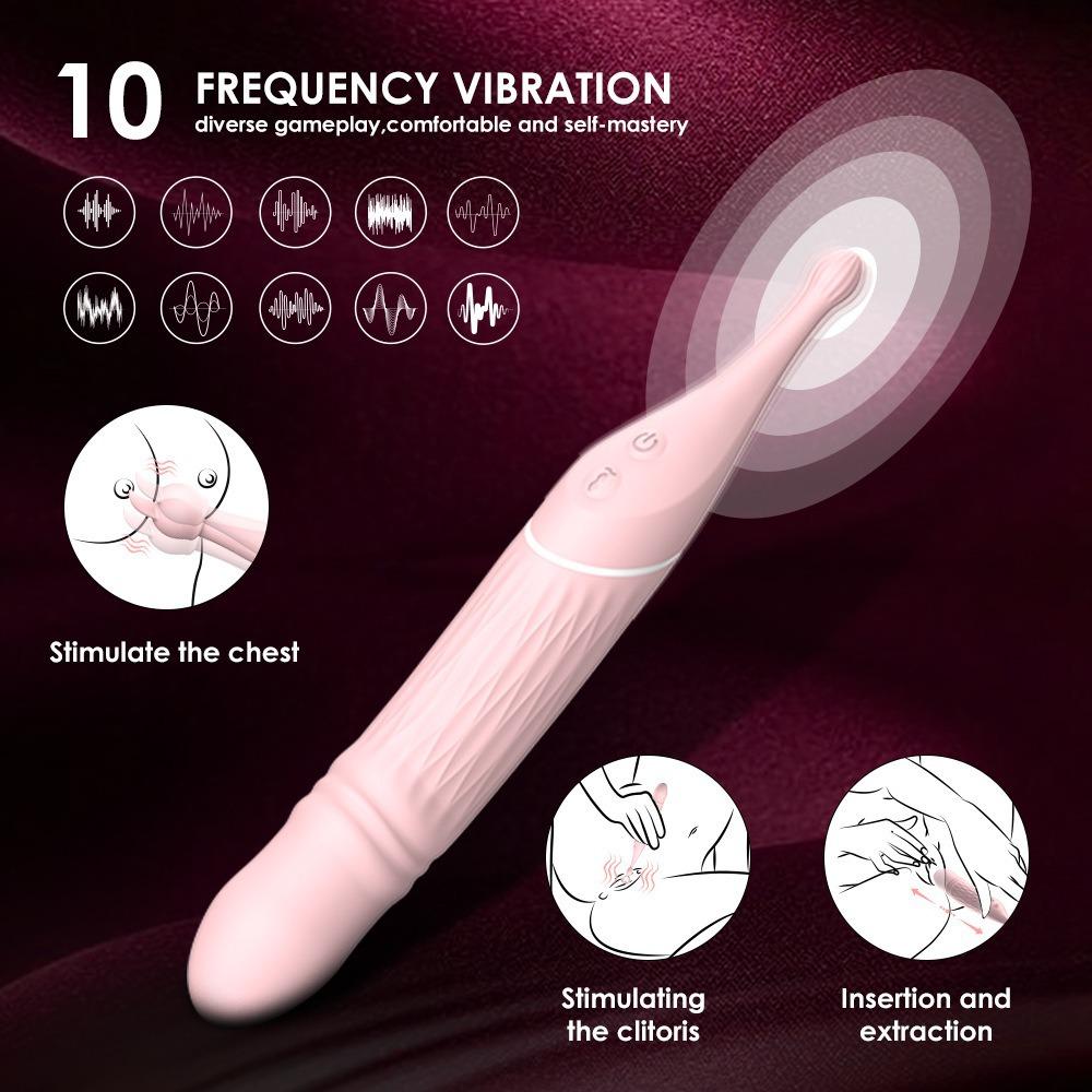 Women's Vibrating Wand Massager - 10 Speeds G-Spot Clitoral Stimulator, Waterproof Silicone Sex Toy for Adults