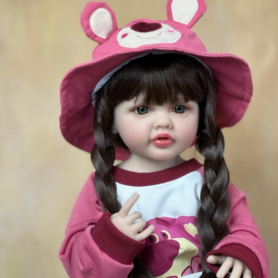 BZDOLL Realistic Lifelike Full Vinyl Body Doll with Long Hair Reborn Baby Girl 55 CM 22 Inch Princess Toddler Bebe